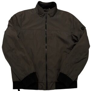 Andrew Marc Mens Bomber Jacket Brown Olive Full Zip Quilted Lined Medium